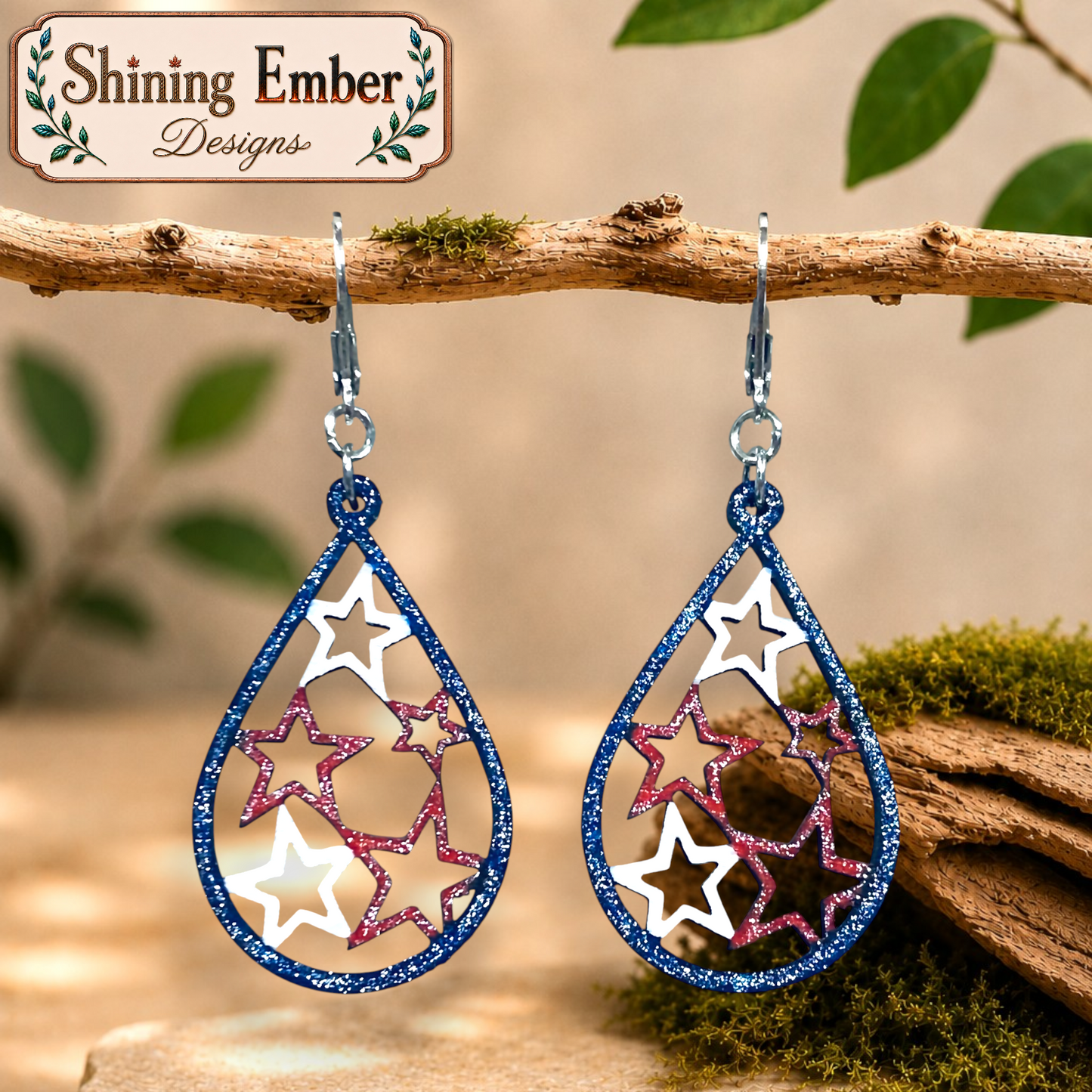 Geometric Hand-Painted Wood Earrings