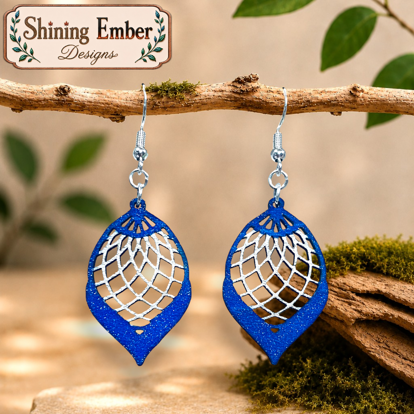 Lantern Hand-Painted Wood Earrings