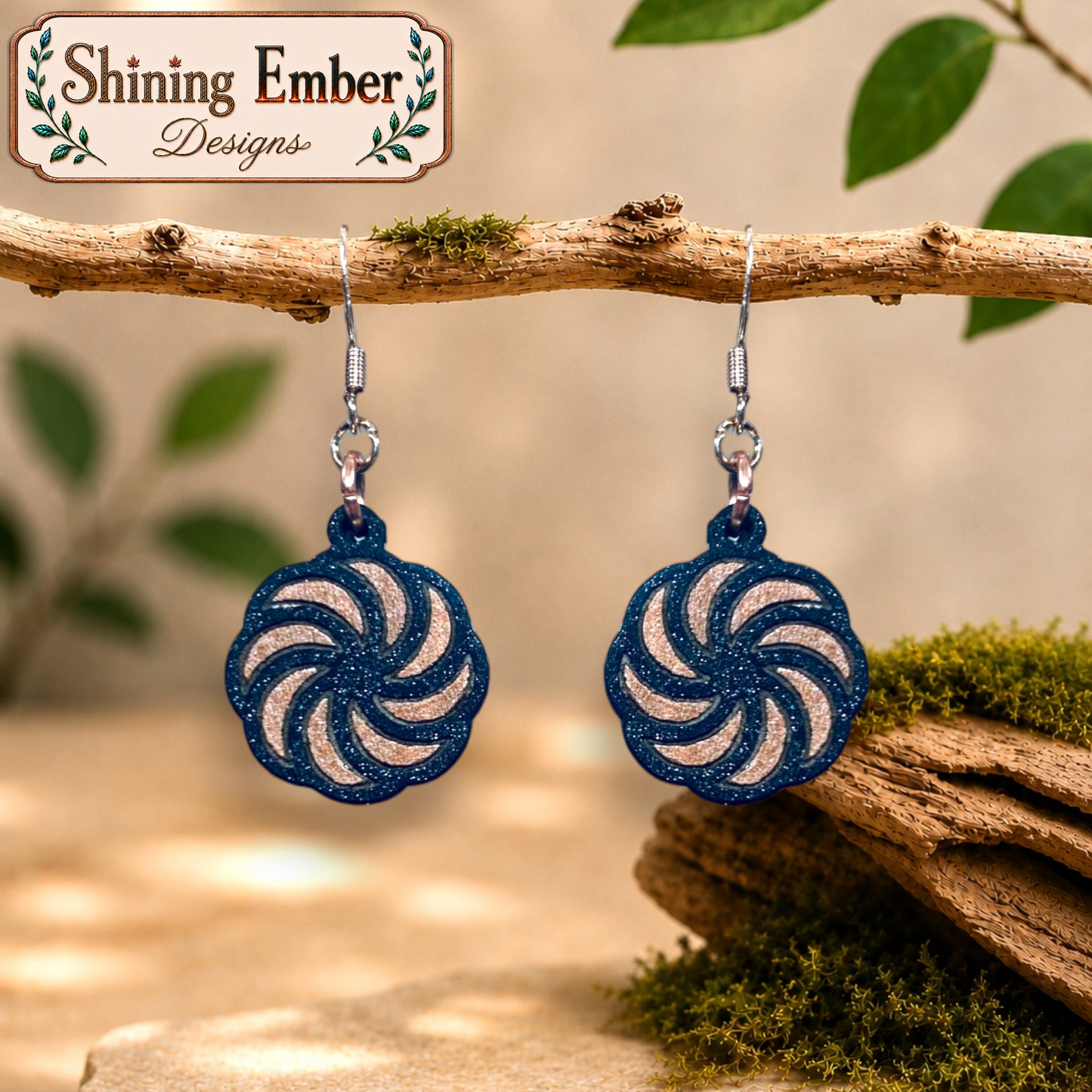 Swirl Hand-Painted Wood Earrings