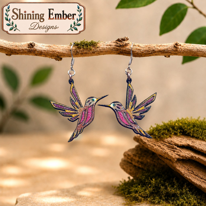 Woodland and Wildlife Hand-Painted Wood Earrings