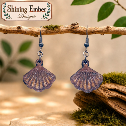 Shell Hand-Painted Wood Earrings