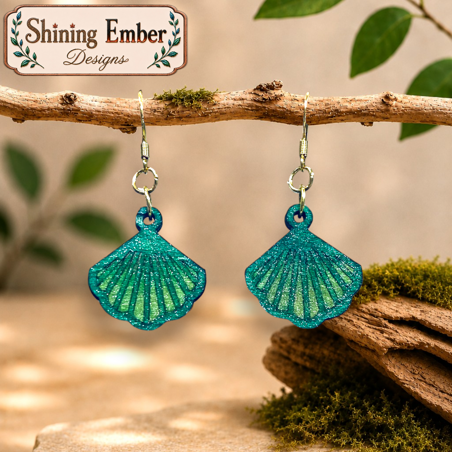 Shell Hand-Painted Wood Earrings