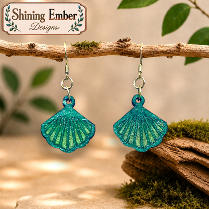 Shell Hand-Painted Wood Earrings