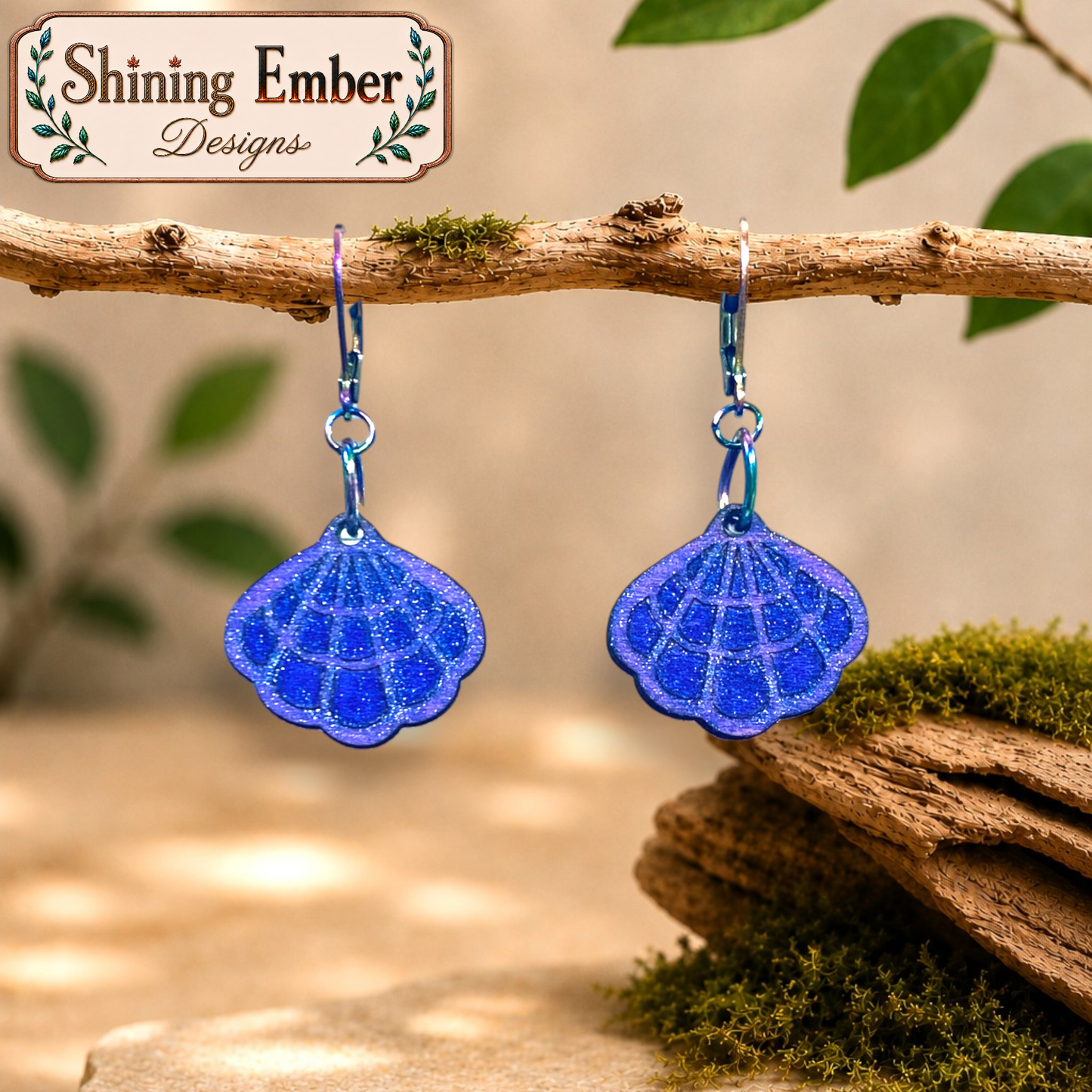 Shell Hand-Painted Wood Earrings