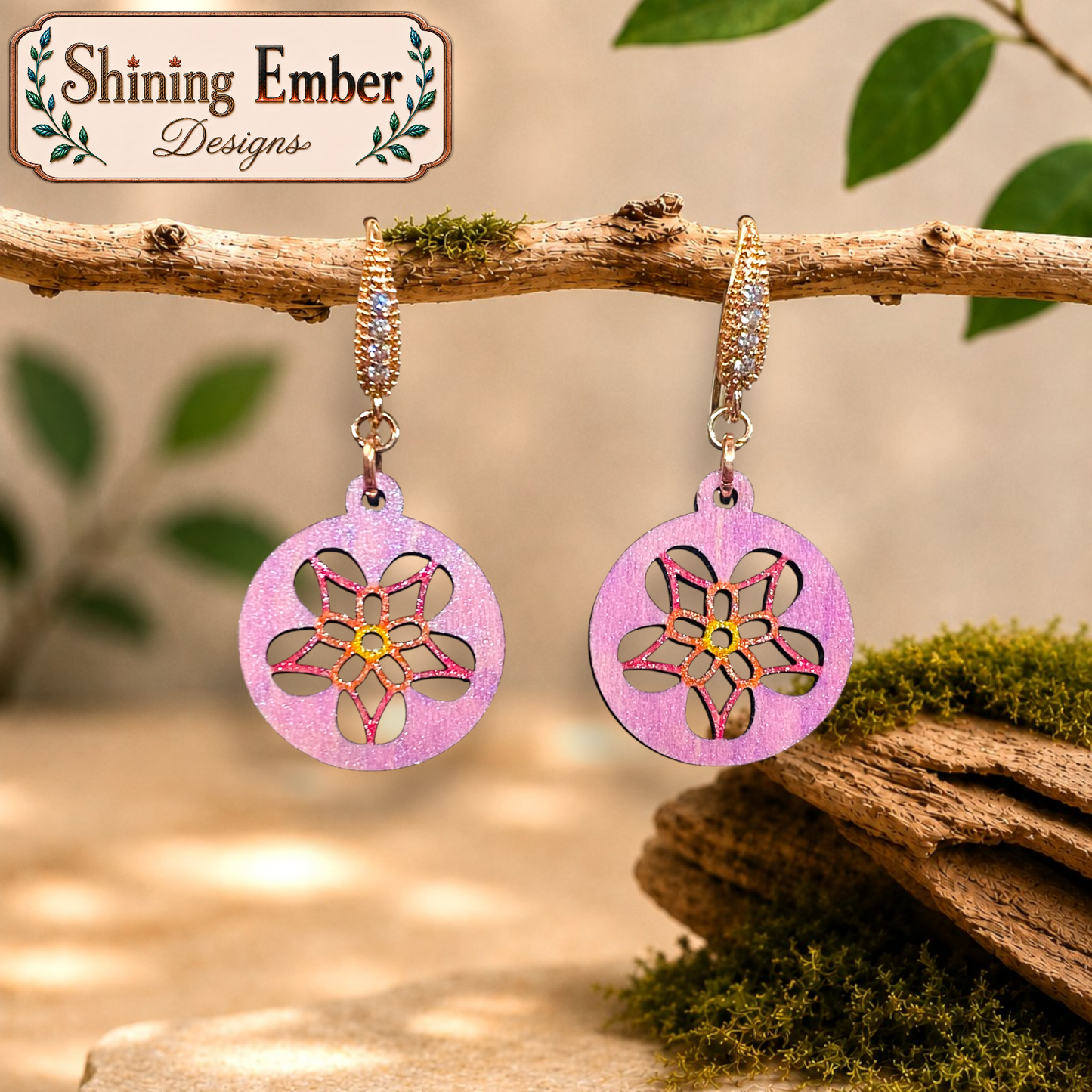 'Periwinkle' Hand-Painted Wood Earrings