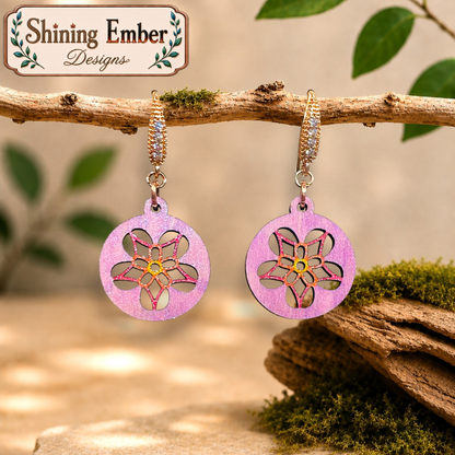 'Periwinkle' Hand-Painted Wood Earrings