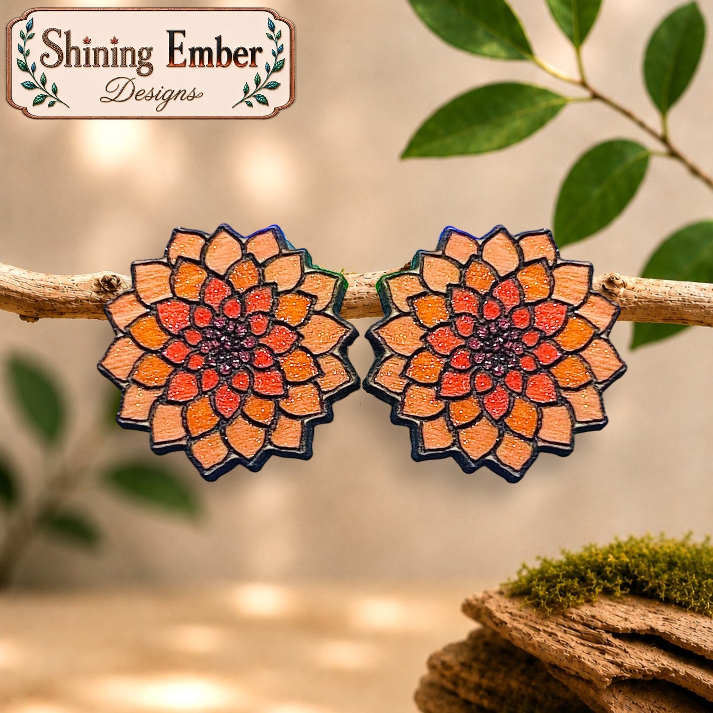 Distinct Blooms Hand-Painted Wood Earrings