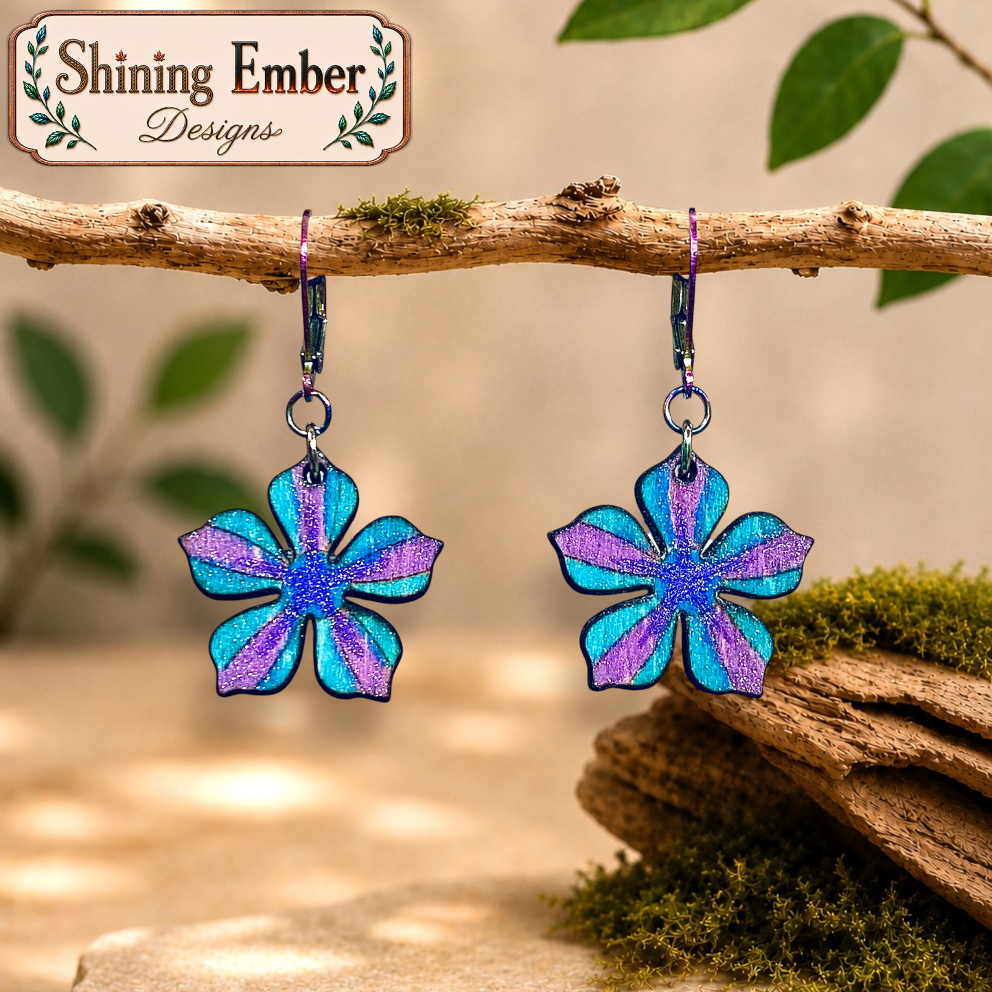 Distinct Blooms Hand-Painted Wood Earrings