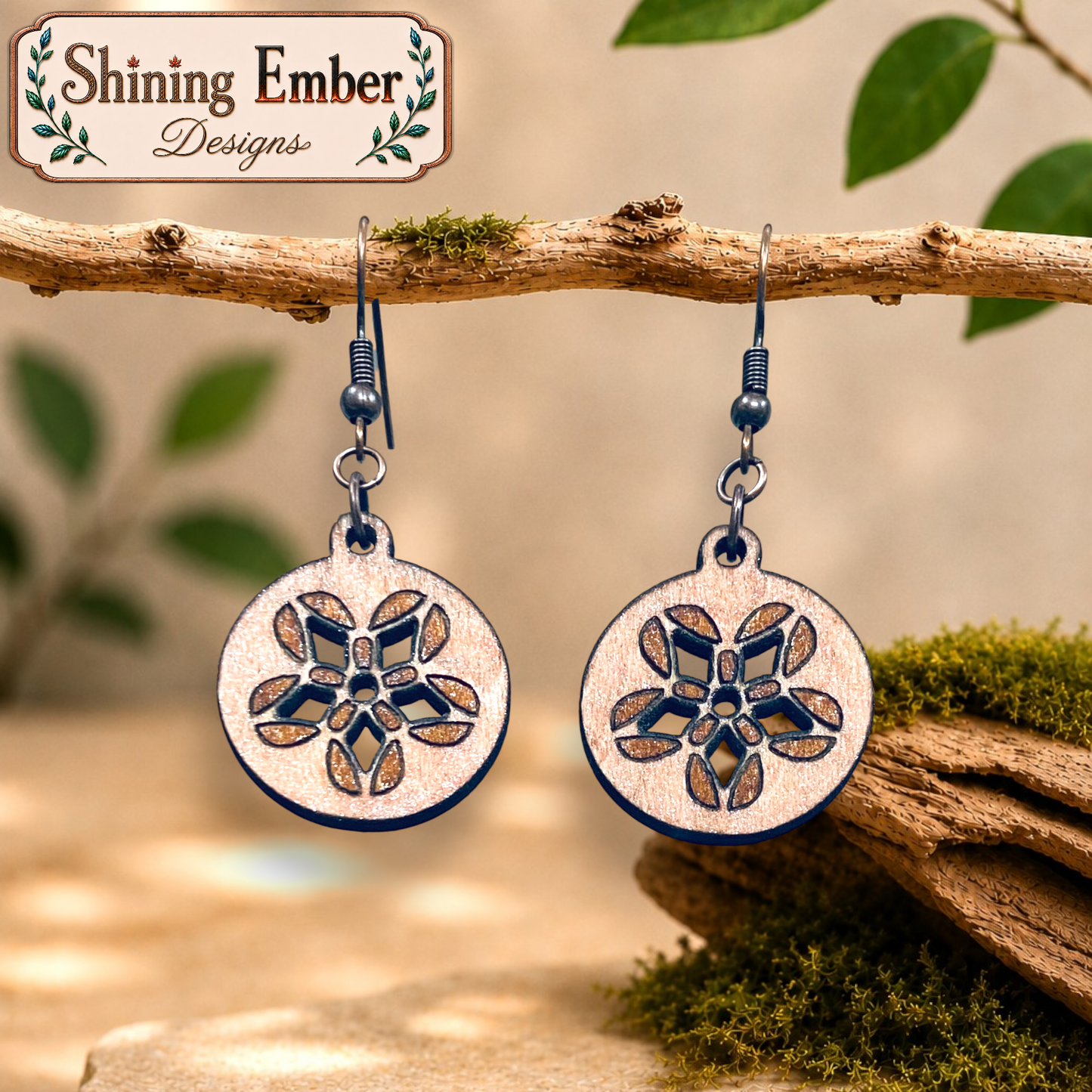 'Periwinkle' Hand-Painted Wood Earrings