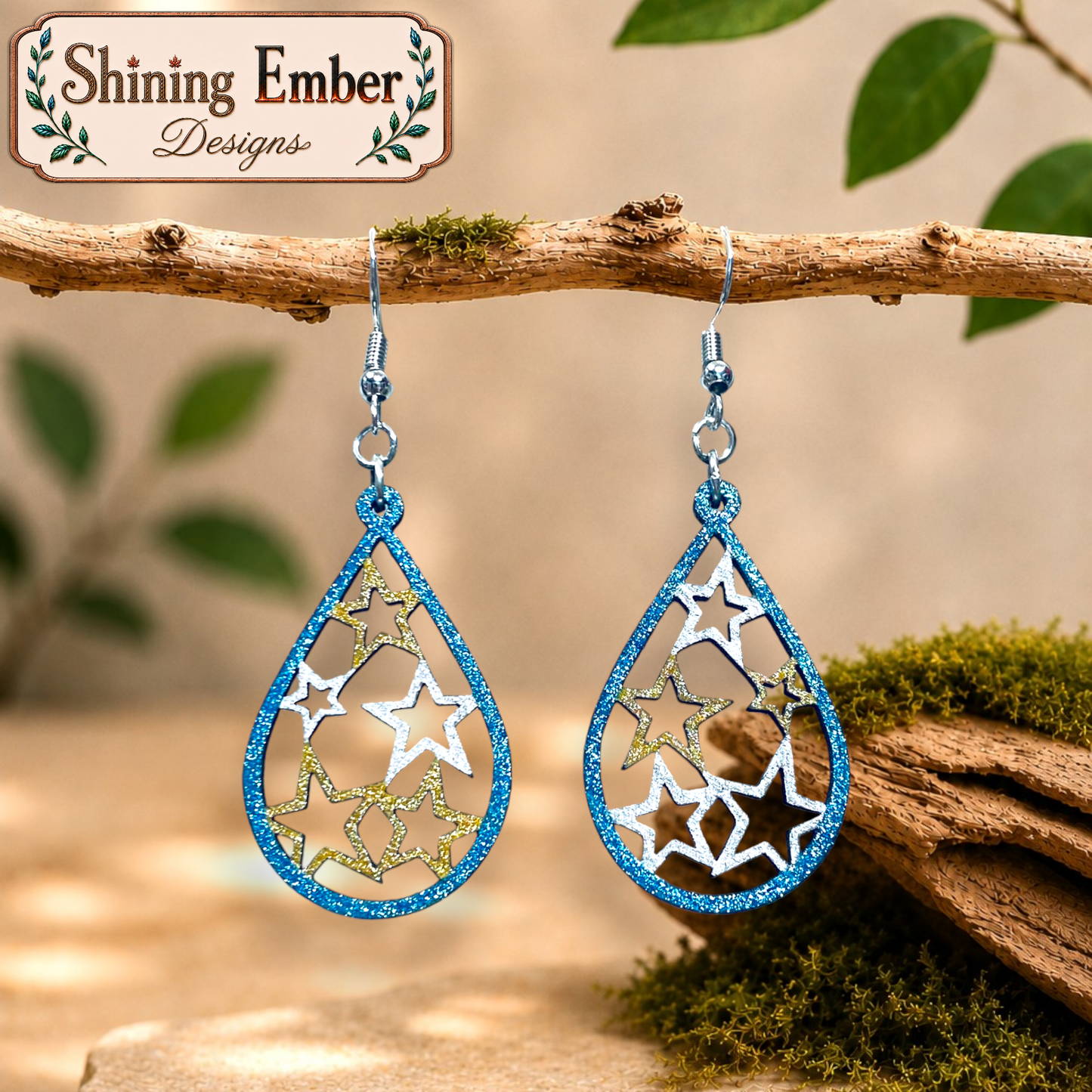 Geometric Hand-Painted Wood Earrings