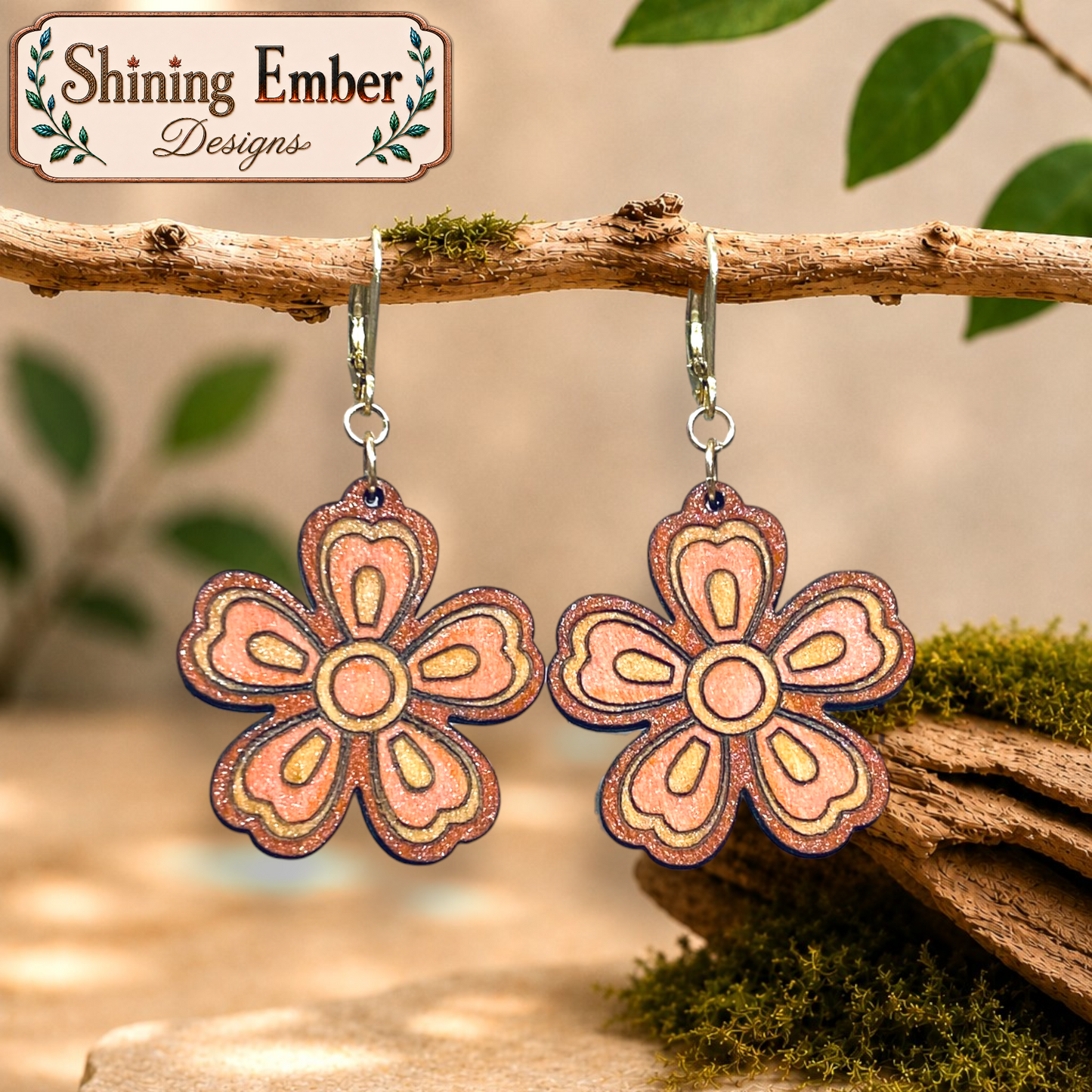 Distinct Blooms Hand-Painted Wood Earrings
