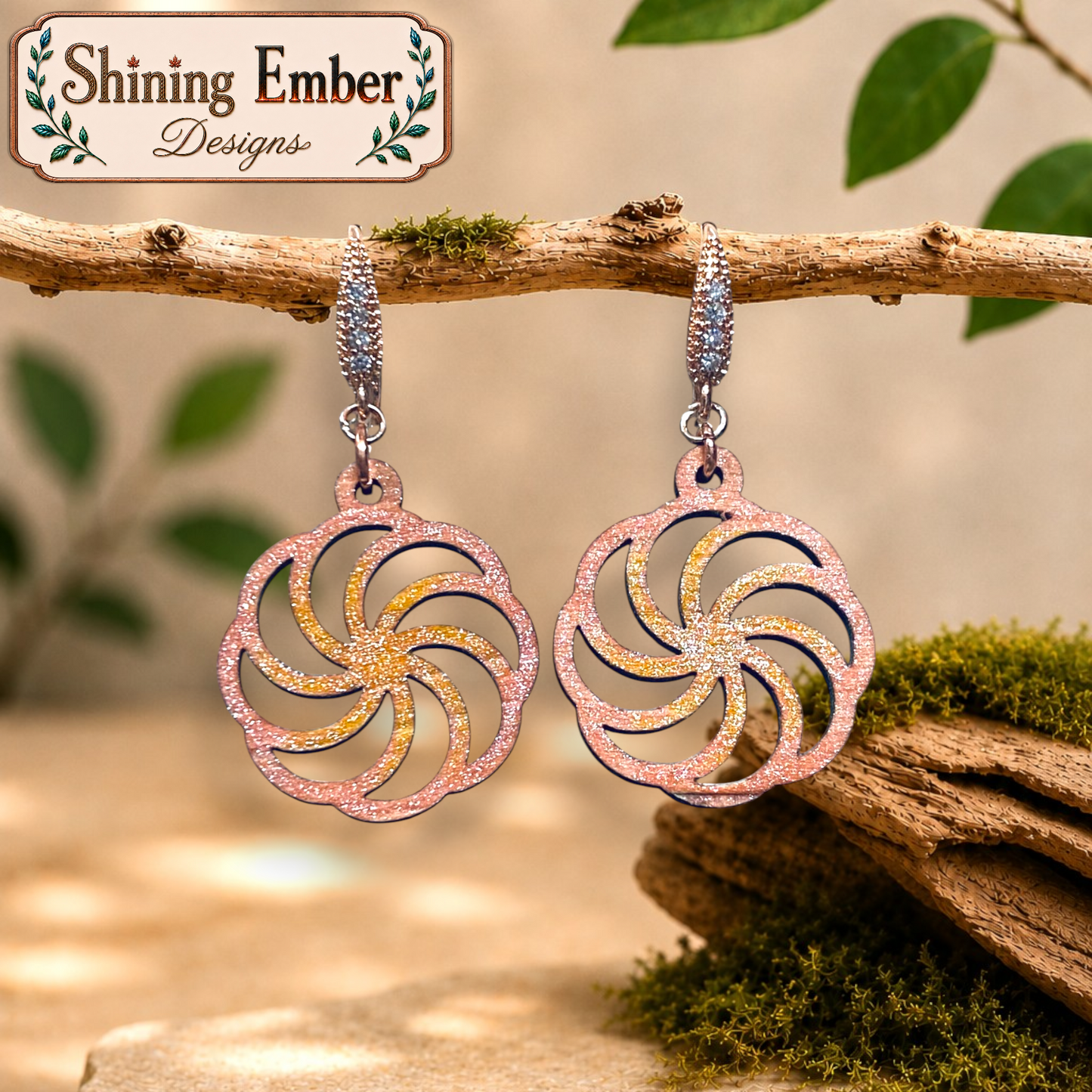 Swirl Hand-Painted Wood Earrings