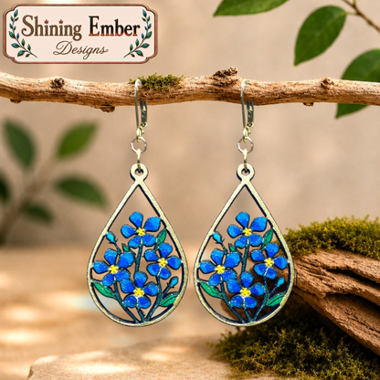 Blooming Teardrop Hand-Painted Wood Earrings