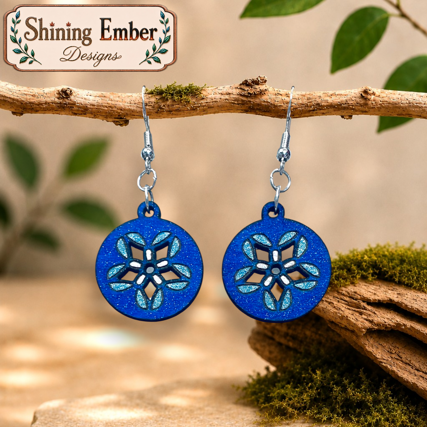 'Periwinkle' Hand-Painted Wood Earrings