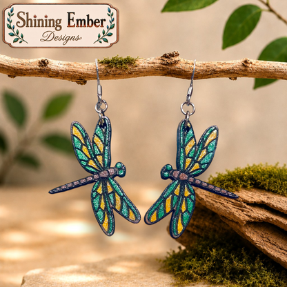 Butterfly and Dragonfly sHand-Painted Wood Earrings