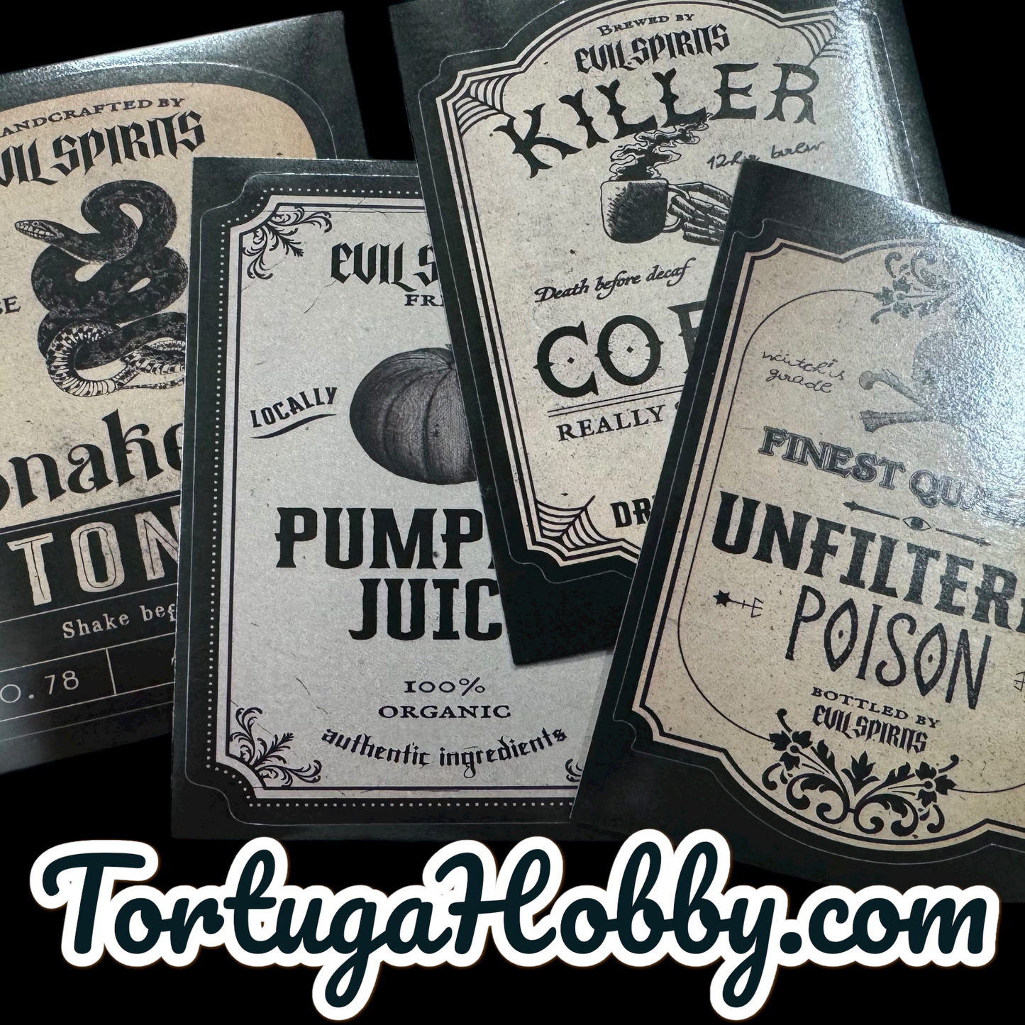 Wicked Spirits Bottle Label Stickers - Create Fun Bottles or Decorate Anything