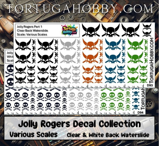 Jolly Rogers Decal Collection - Clear Water Slide Decals -Various Scales