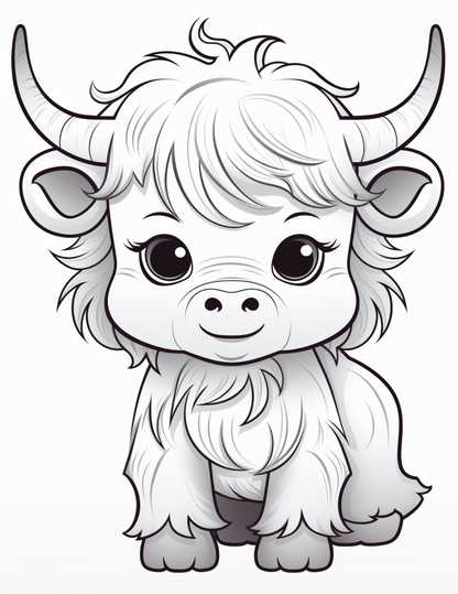 Coloring Book - Adorable Kawaii Cows Coloring Book