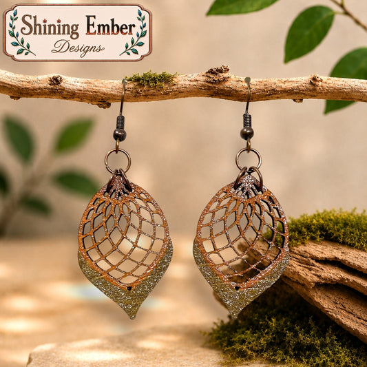 Lantern Hand-Painted Wood Earrings