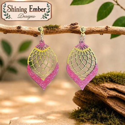 Lantern Hand-Painted Wood Earrings