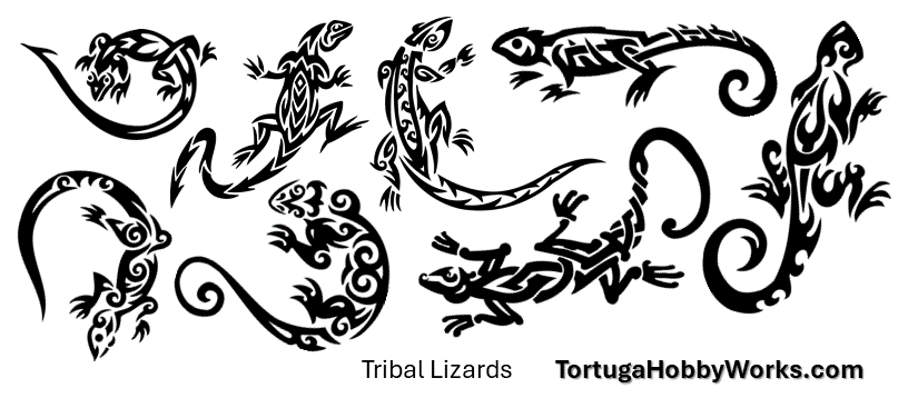 Tribal Lizards I - Clear Water Slide Decals - 1:24 Scale