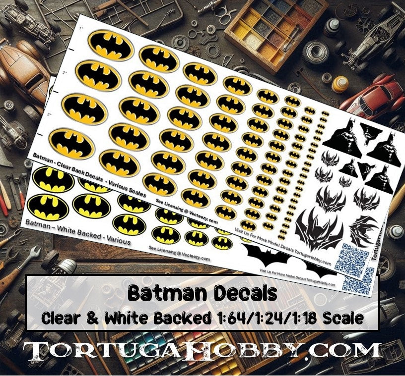 Decals - Batman - Water Slide Decals - 1:64/1:24/1:18 Scale