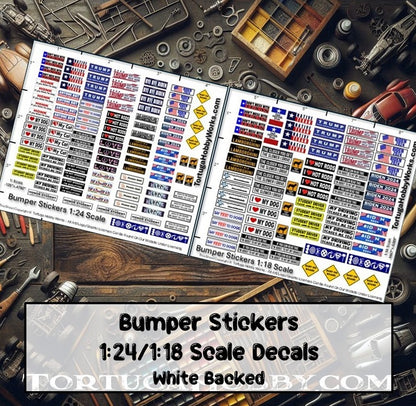 Decals - Bumper Stickers - White Water Slide Decals - 1:24 or 1:18 Scale