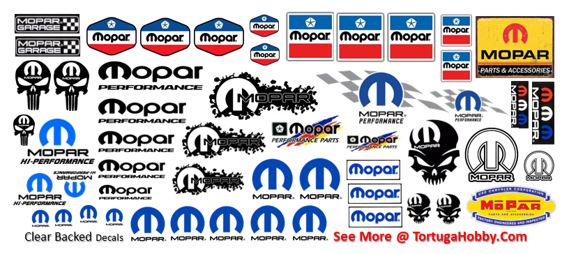 Decals - Mopar Decals - Clear Water Slide Decals - 1:24 Scale