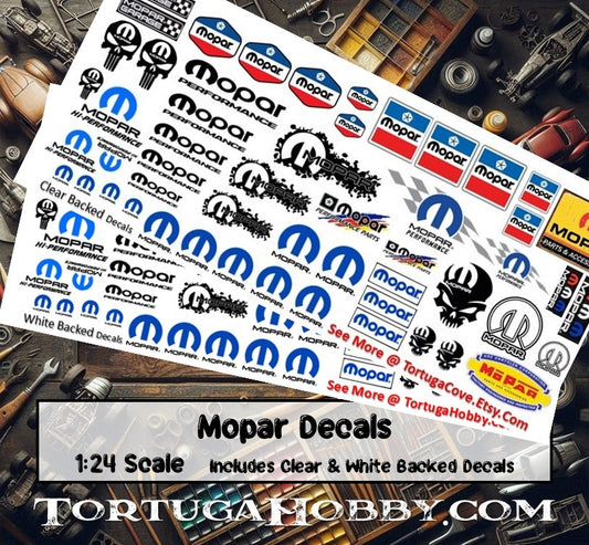 Mopar Racing Decals - Clear Water Slide Decals - 1:24 Scale