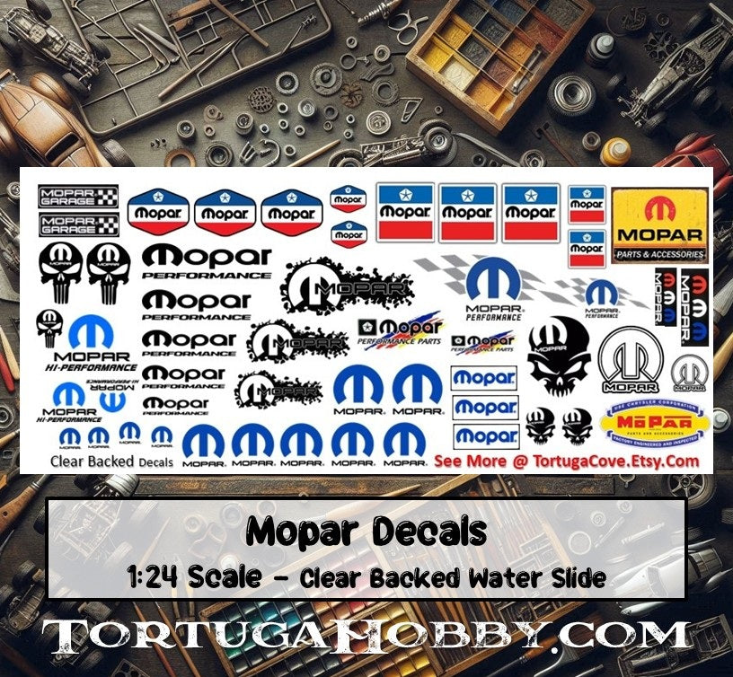 Mopar Racing Decals - Clear Water Slide Decals - 1:24 Scale