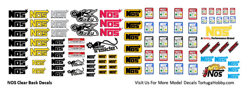 Decals - NOS Sponsor Decals - Clear & White - Water Slide Decals - 1:24 Scale