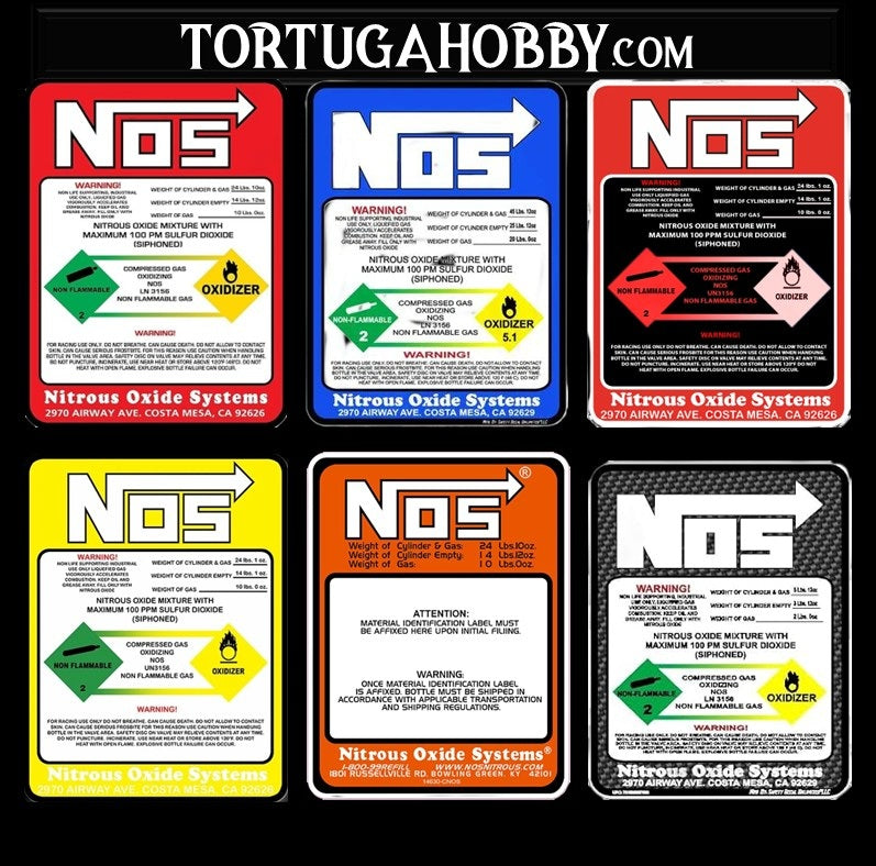 NOS Bottle Nitrous Oxide Racing Label Decals Stickers