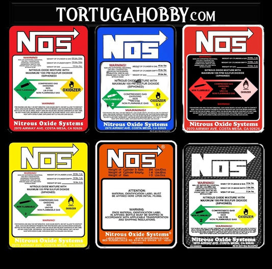 NOS Bottle Nitrous Oxide Racing Label Decals Stickers