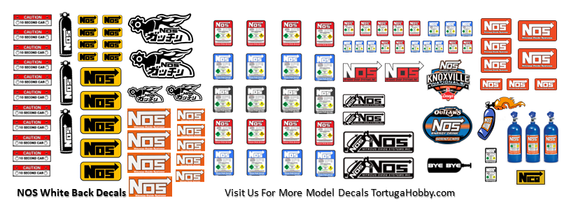 Decals - NOS Sponsor Decals - Clear & White - Water Slide Decals - 1:24 Scale