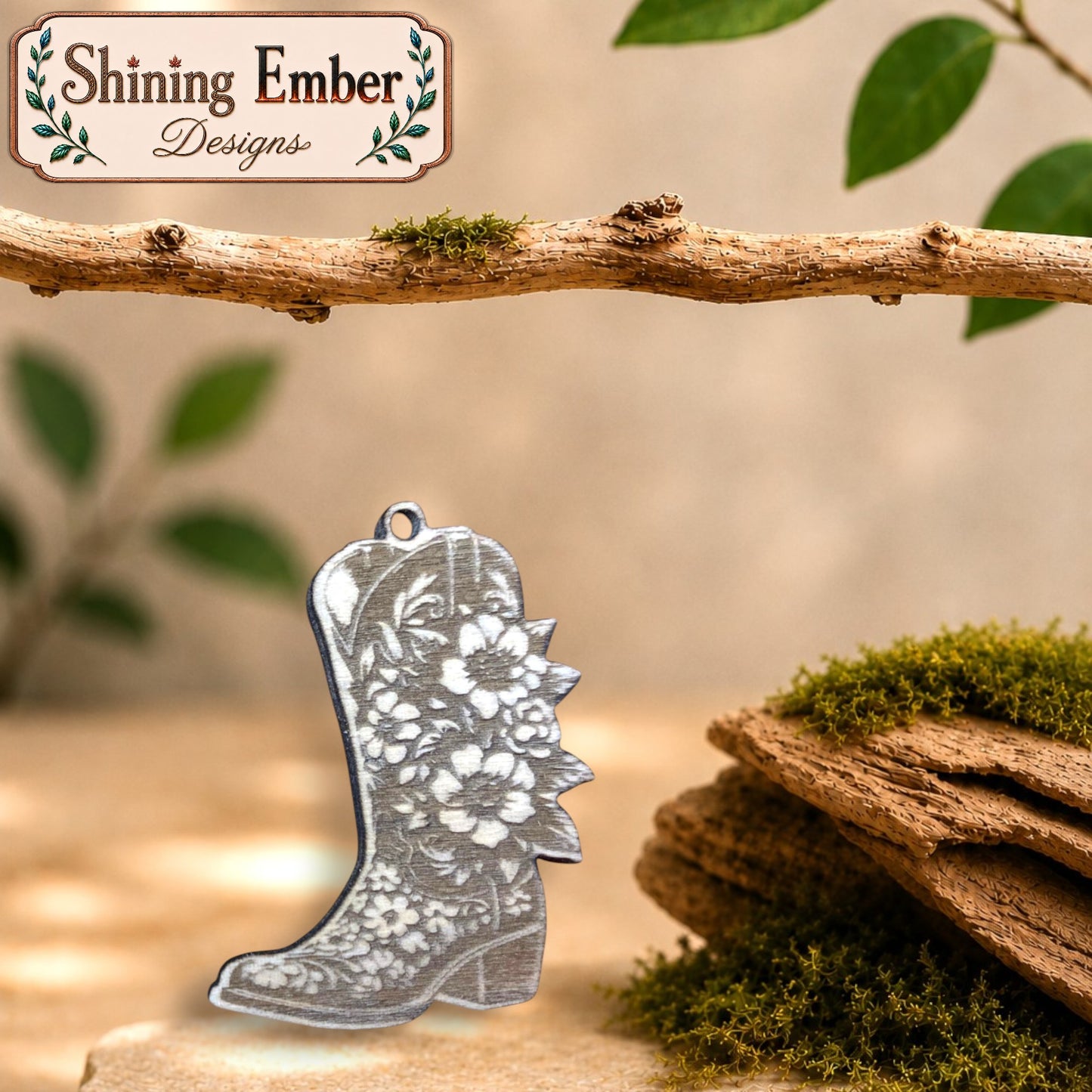 Cowboy Boot Hand-Painted Wood Earrings