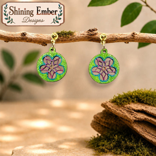 'Periwinkle' Hand-Painted Wood Earrings