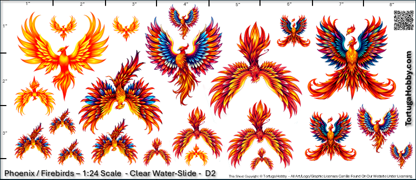 Decals - Phoenix/Firebird - Clear Water Slide Decals - 1:24 & 1:64 Scale