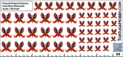 Phoenix/Firebird III - Clear and White Waterslide Decals - 1:18, 1:24 & 1:64 Scale
