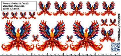 Phoenix/Firebird III - Clear and White Waterslide Decals - 1:18, 1:24 & 1:64 Scale