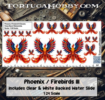 Phoenix/Firebird III - Clear and White Waterslide Decals - 1:18, 1:24 & 1:64 Scale