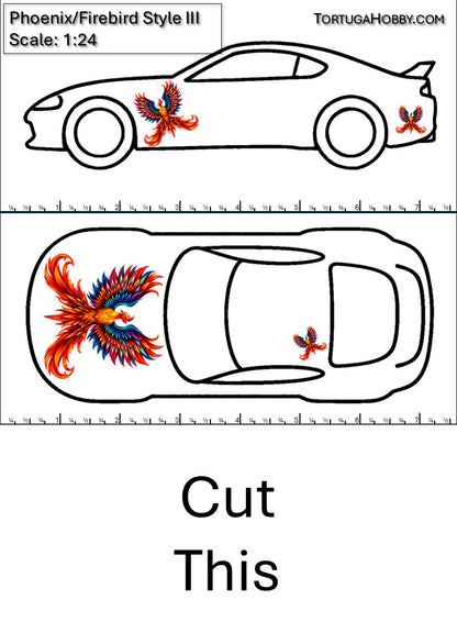 Phoenix/Firebird III - Clear and White Waterslide Decals - 1:18, 1:24 & 1:64 Scale