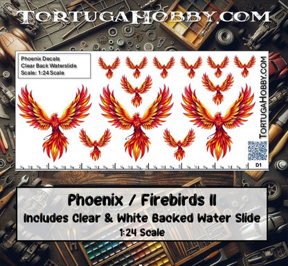 Phoenix/Firebird II - Clear and White Waterslide Decals - 1:18, 1:24 & 1:64 Scale