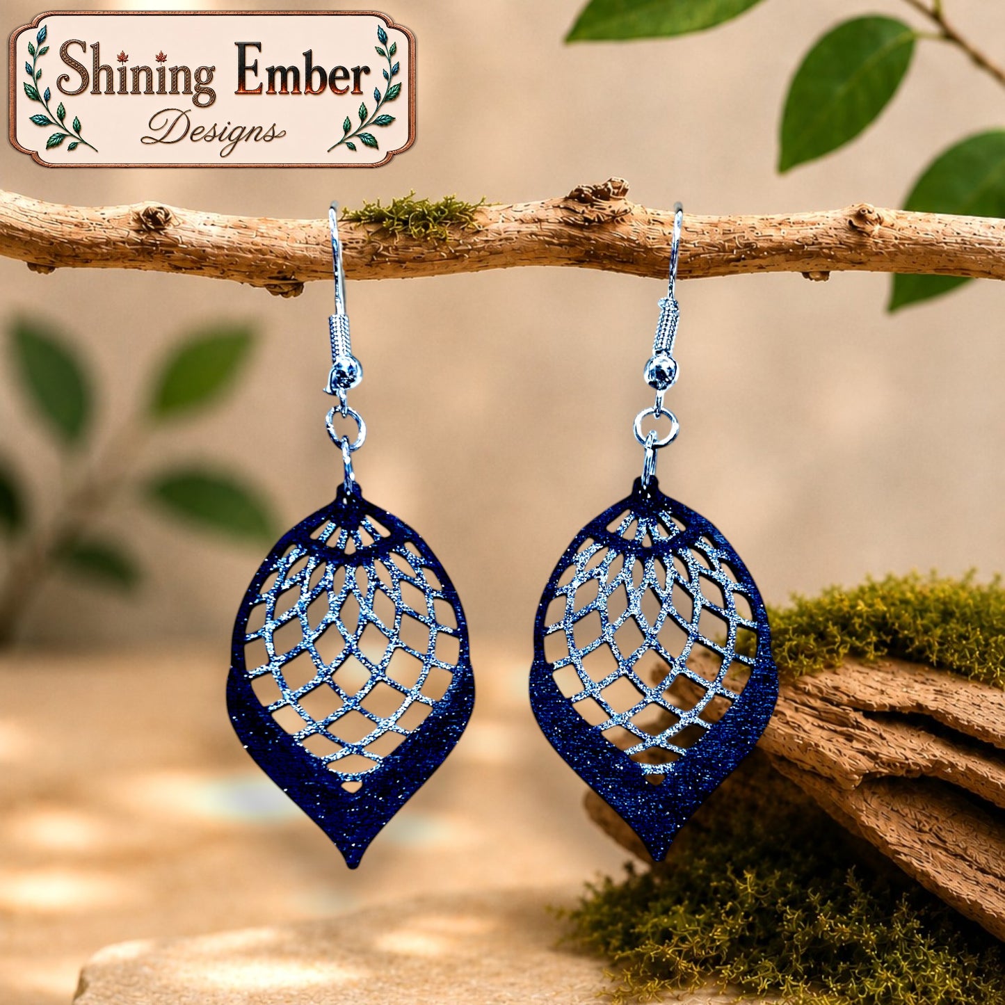 Lantern Hand-Painted Wood Earrings