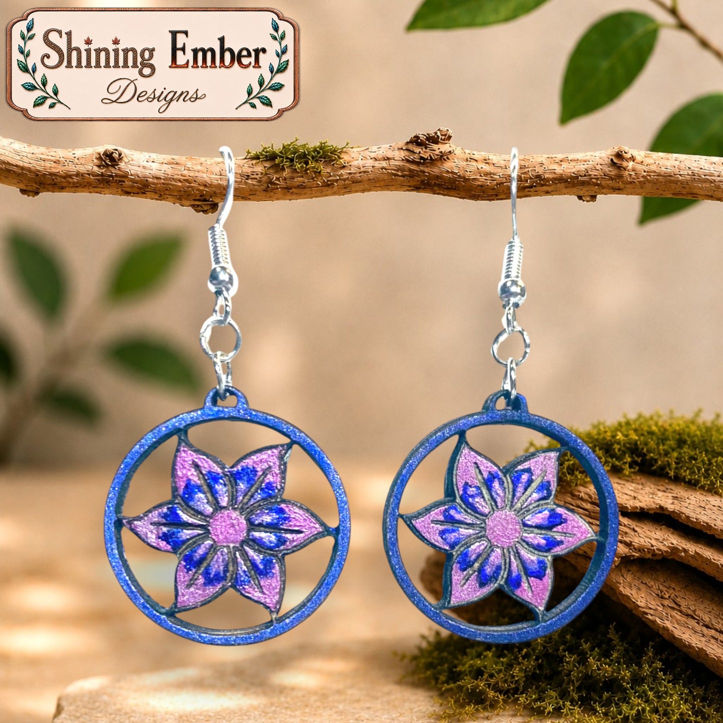 Blossom Hand-Painted Wood Earrings