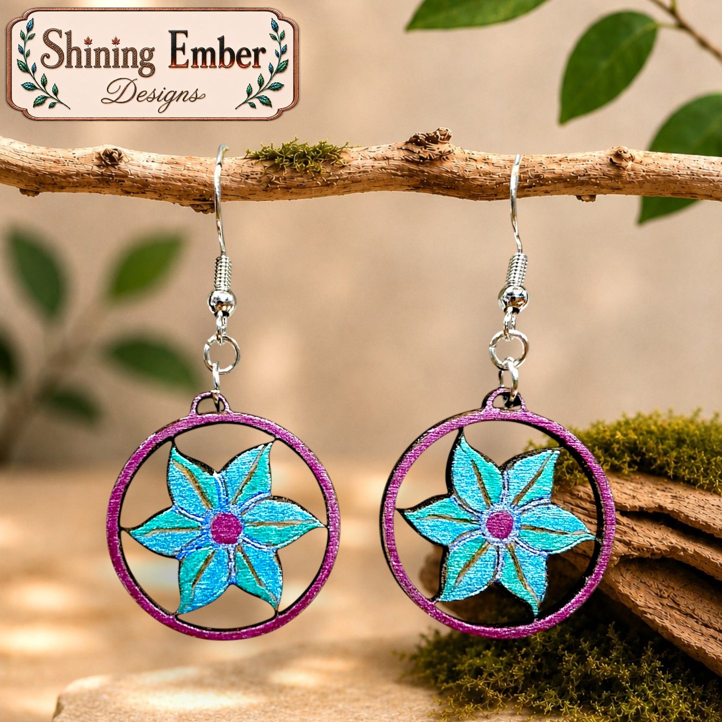 Blossom Hand-Painted Wood Earrings