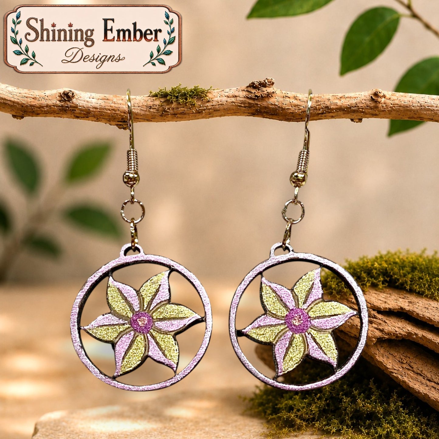 Blossom Hand-Painted Wood Earrings