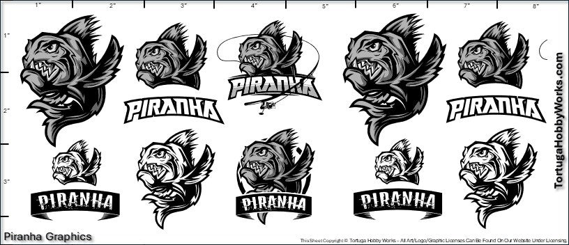 Decals - Piranha - Clear Water Slide Decals - 1:24 Scale