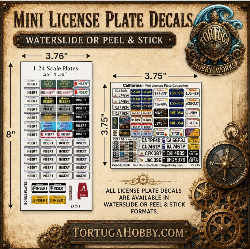 Texas - 1:18, 1:24, 1:64 & 1:10 Scale License Plates for Diecast or Models