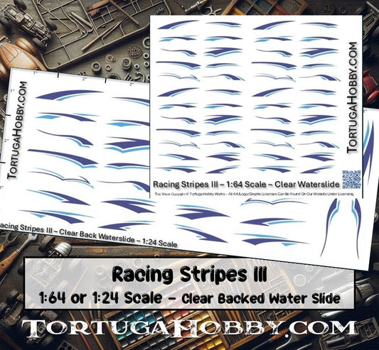 Racing Stripes III - Clear Water Slide Decals - 1:24 Scale