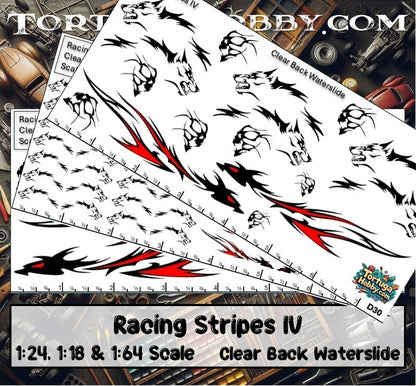 Racing Stripes IV - Clear Water Slide Decals 1:24, 1:64 and 1:18 Scale